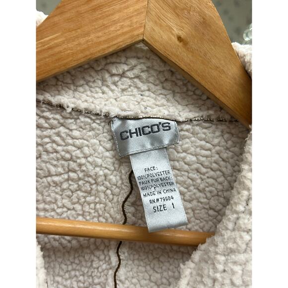 Chico's 1 (US M) Brown Faux Fur Suede Jacket Coat Boho Western Fall Layering - Picture 7 of 7